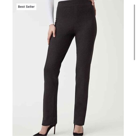 Spanx The Perfect Pant Slim Straight Ponte Knit Charcoal Gray - Picture 1 of 10